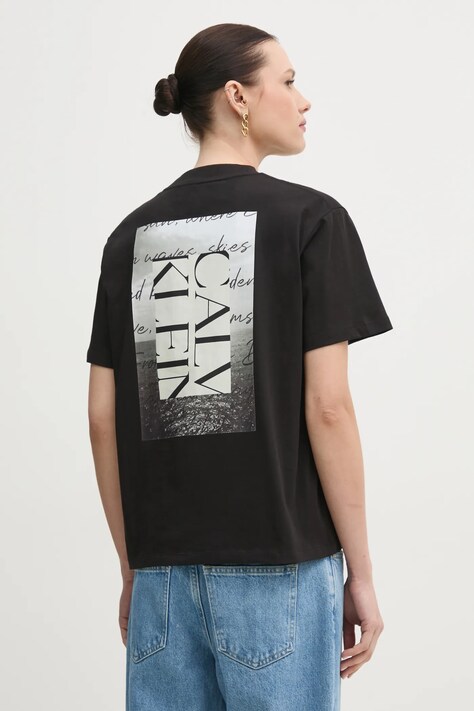 Pamučna majica Calvin Klein Jeans za žene, boja: crna, J20J225261