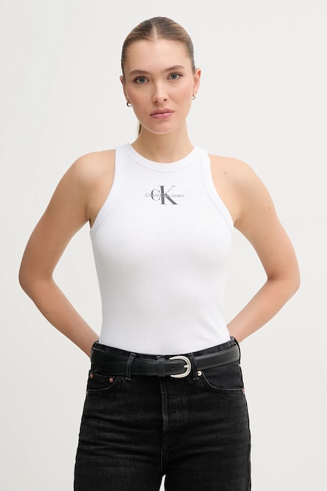 Calvin Klein Jeans top damski kolor biały J20J225301