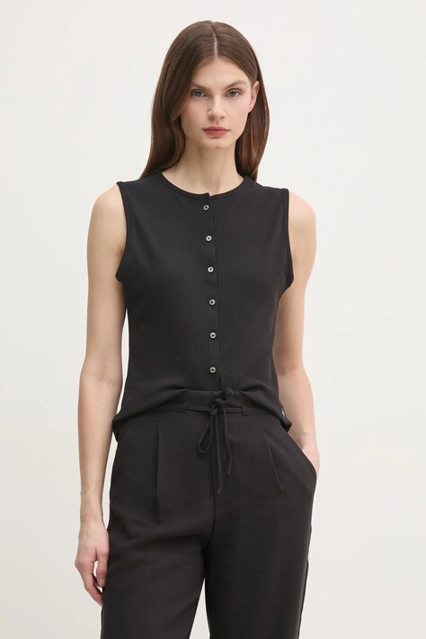 Calvin Klein Jeans top femei, culoarea negru, J20J225307