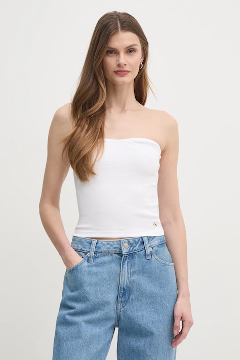 Calvin Klein Jeans top damski kolor biały J20J225310