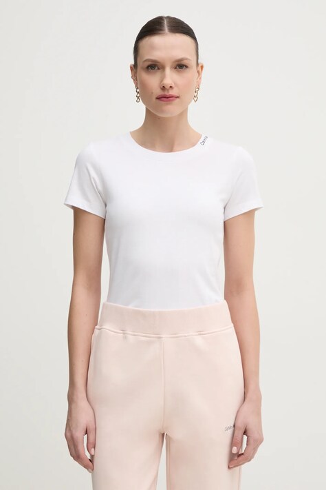 Хлопковая футболка Calvin Klein Jeans женская цвет белый J20J225540