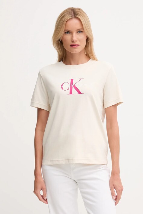 Βαμβακερό μπλουζάκι Calvin Klein Jeans χρώμα: άσπρο, LV047B865G