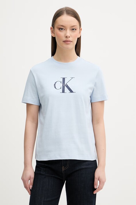 Calvin Klein Jeans t-shirt damski bawełniany niebieski LV047B865G