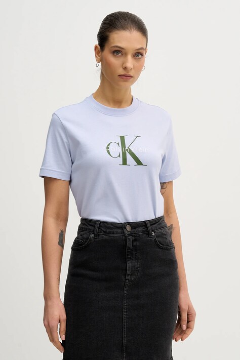 Calvin Klein Jeans t-shirt bawełniany damski kolor niebieski LV047B865G