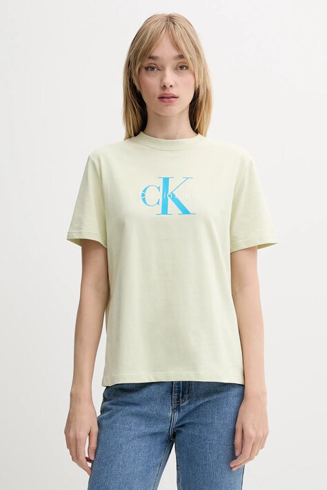 Бавовняна футболка Calvin Klein Jeans колір зелений LV047B865G