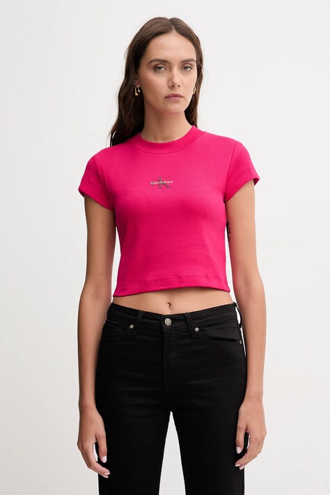 Calvin Klein Jeans t-shirt damski kolor różowy LV047AB802