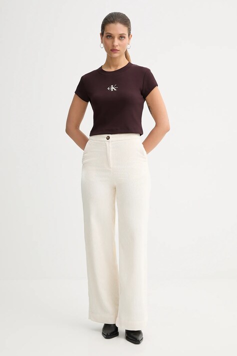 Calvin Klein Jeans t-shirt damski kolor brązowy LV047AB802