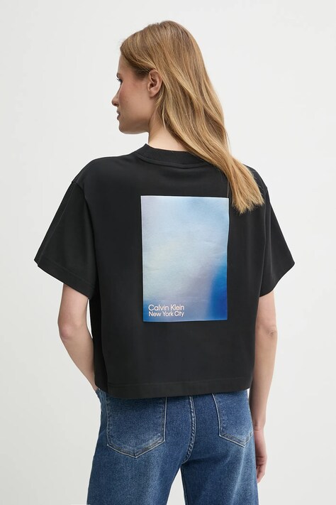 Calvin Klein Jeans tricou din bumbac culoarea negru, LV047AB811