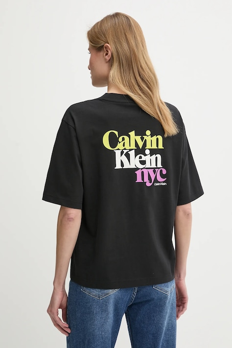 Calvin Klein Jeans tricou din bumbac femei, culoarea negru, LV047AB813