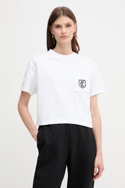 Calvin Klein Jeans tricou din bumbac culoarea alb, LV047B847G