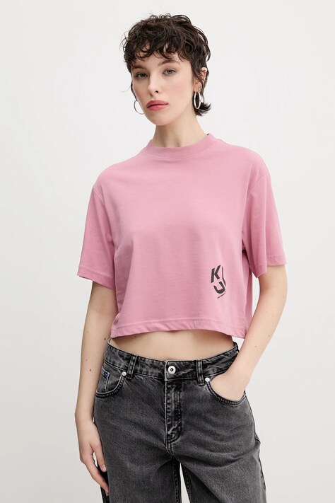 Μπλουζάκι Karl Lagerfeld Jeans χρώμα: ροζ, A2W17076