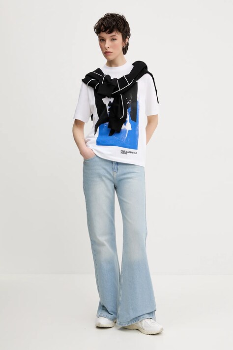 Бавовняна футболка Karl Lagerfeld Jeans — SS25-TSD1LZ, білий — фото 2
