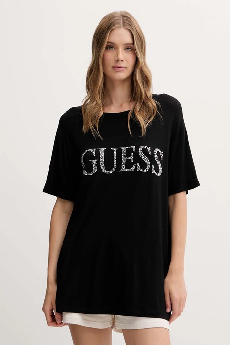 Guess t-shirt fekete, E5GI07 K68D2