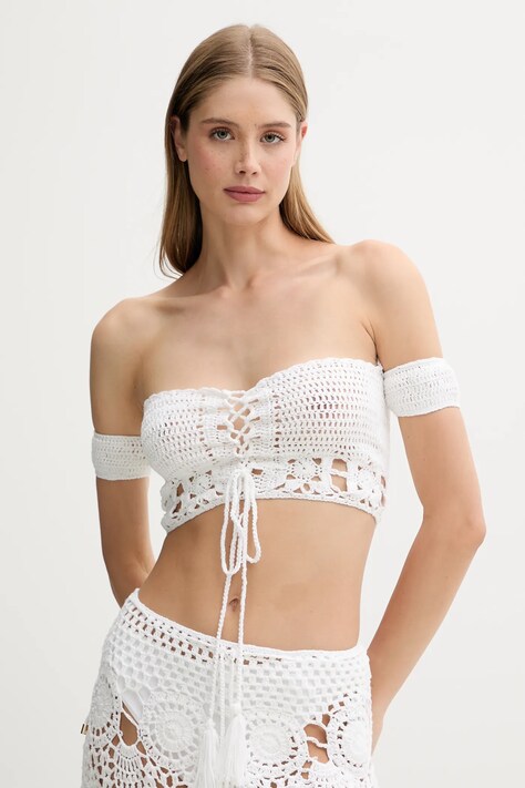 Guess top de plaja culoarea bej, E5GH00 Z3N30