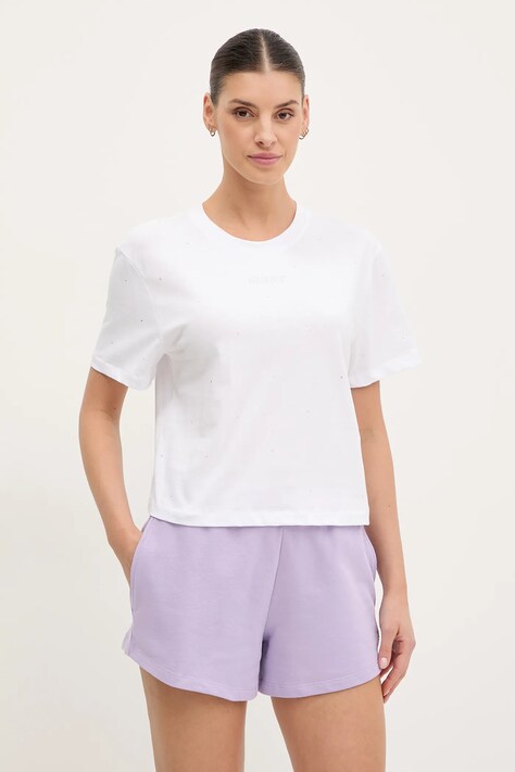 Guess tricou din bumbac PRIMULA femei, culoarea alb, V5GI00 I3Z14