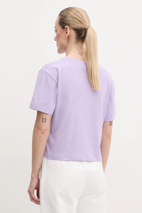 Бавовняна футболка Guess PRIMULA — SS25-TSD1NH, фіолетовий — фото 3