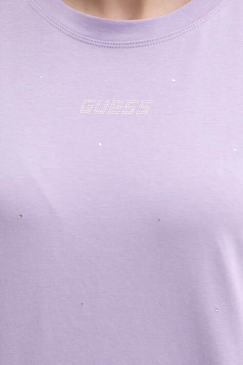 Бавовняна футболка Guess PRIMULA — SS25-TSD1NH, фіолетовий — фото 5