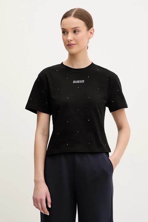 Guess tricou din bumbac PRIMULA femei, culoarea negru, V5GI00 I3Z14