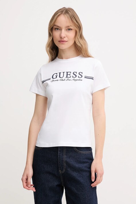 Bavlněné tričko Guess bílá barva, V5GI03 I3Z14