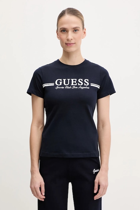 Bavlněné tričko Guess tmavomodrá barva, V5GI03 I3Z14