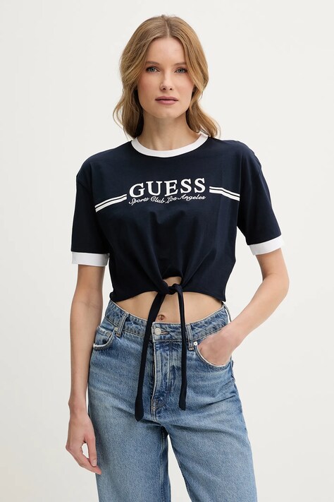Bavlněné tričko Guess tmavomodrá barva, V5GI05 I3Z14