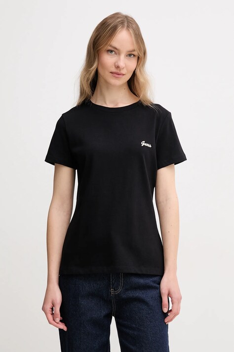Guess tricou din bumbac IRIS femei, culoarea negru, V5GI06 KCRZ1