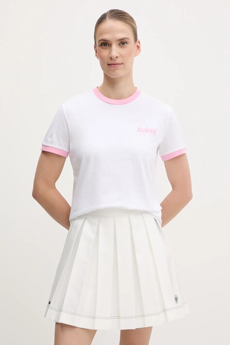 Хлопковая футболка Guess FRESIA женская цвет белый V5GI11 I3Z14