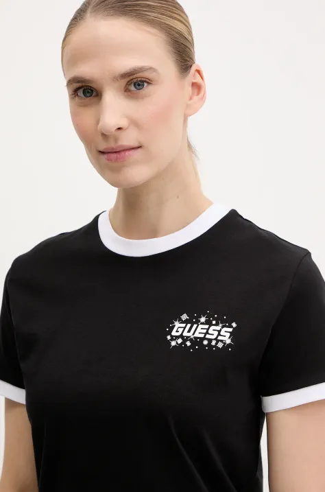 Guess t-shirt bawełniany FRESIA damski kolor czarny V5GI11 I3Z14