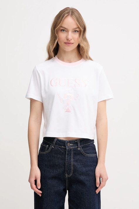 Guess t-shirt bawełniany FILANTA damski kolor biały V5GI18 I3Z14