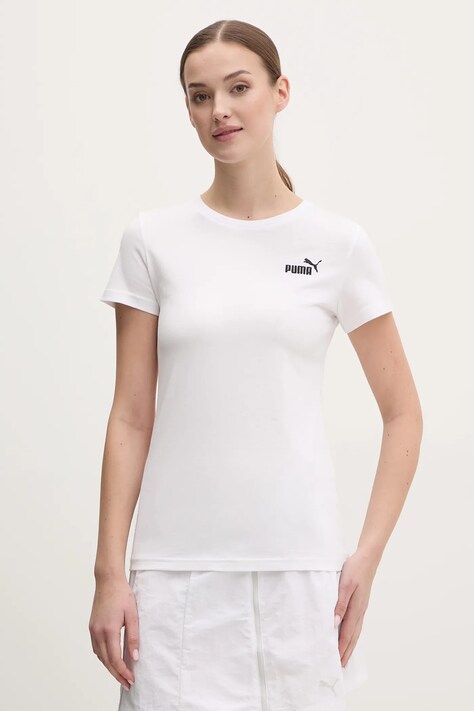 Bavlněné tričko Puma bílá barva, 682372