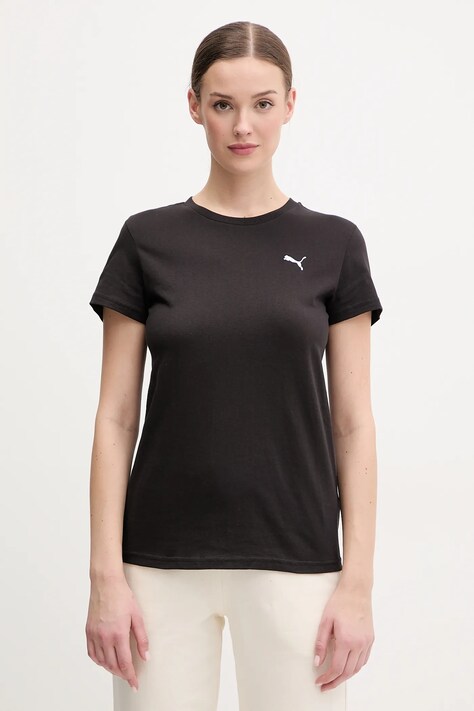Puma tricou din bumbac femei, culoarea negru, 682374