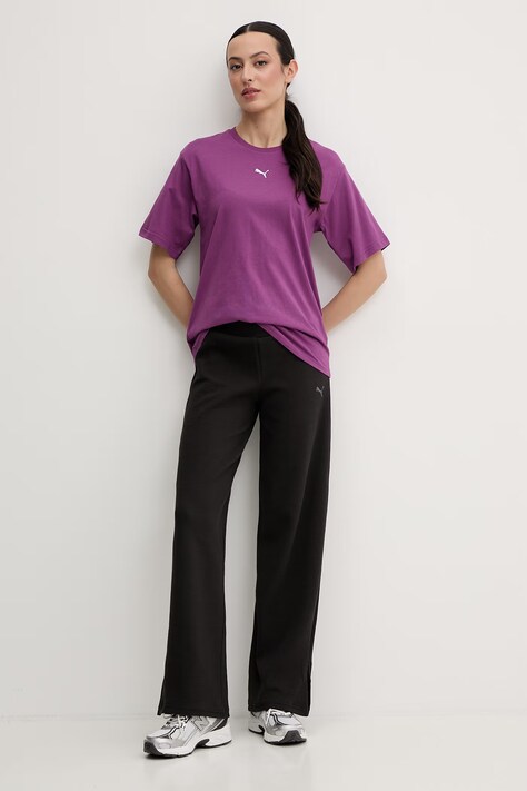 Puma футболка жіноча бавовняна Essential Relaxed — SS25-TSD1OZ, фіолетовий — фото 2