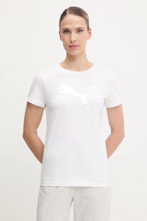 Puma tricou din bumbac culoarea alb, 684995