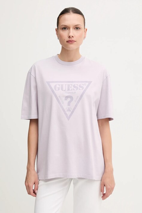 Guess Originals tricou din bumbac culoarea violet, M5GI10 K8FQ4