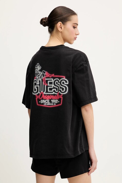 Pamučna majica Guess Originals za žene, boja: crna, M5GI62 K8FQ4