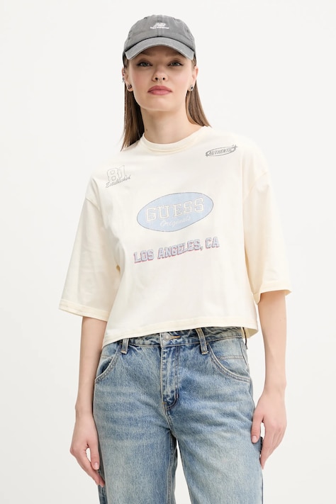 Бавовняна футболка Guess Originals жіноча колір бежевий W5GI34 K8HM0