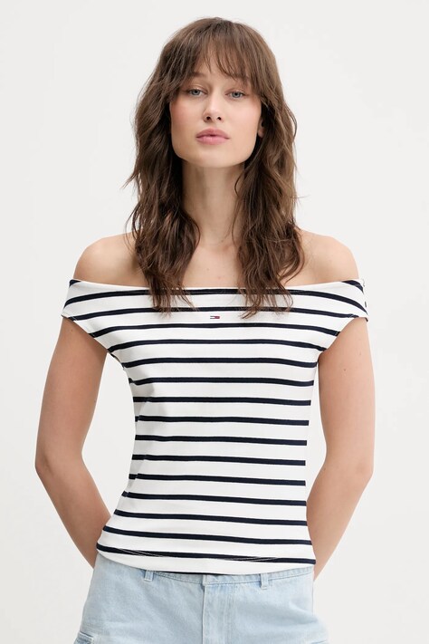 Top Tommy Jeans bílá barva, DW0DW20234