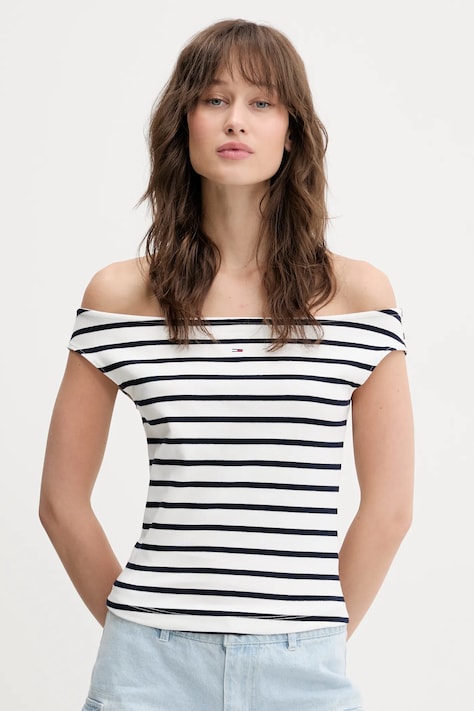 Top Tommy Jeans biela farba, DW0DW20234