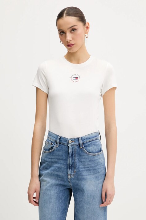Tommy Jeans tricou culoarea alb, DW0DW20316