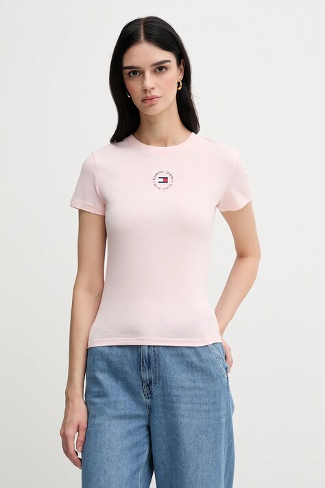 Tommy Jeans tricou culoarea roz, DW0DW20316