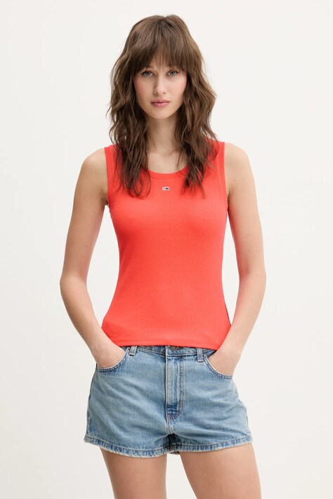 Top Tommy Jeans oranžová barva, DW0DW20673