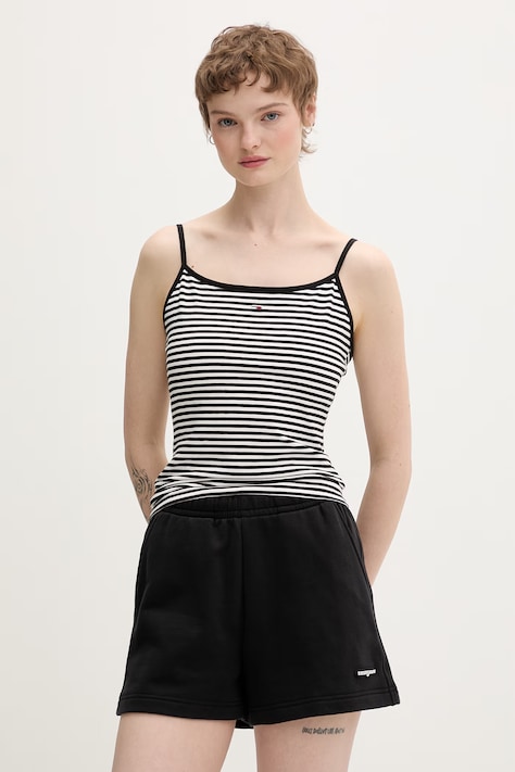 Tommy Jeans top damski bawełniany z elastanem czarny DW0DW20675