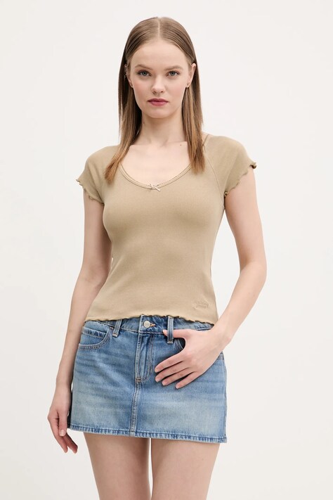 Футболка Tommy Jeans женская цвет бежевый DW0DW21349
