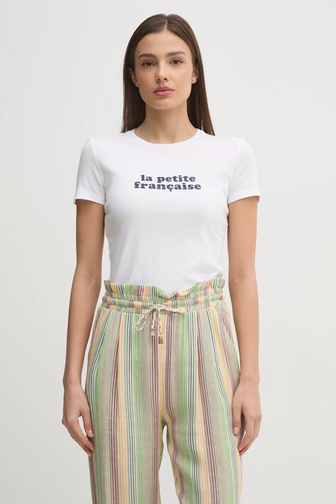 La Petite Française tricou din bumbac LPF femei, culoarea alb, LPF
