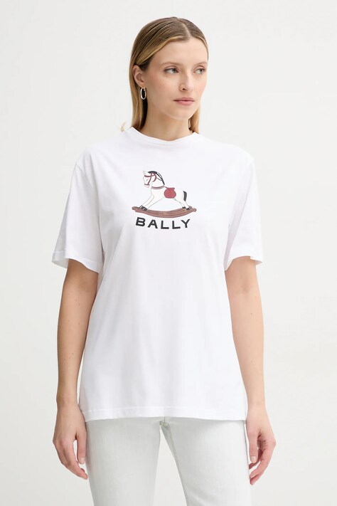 Хлопковая футболка Bally женская цвет белый WJE07O