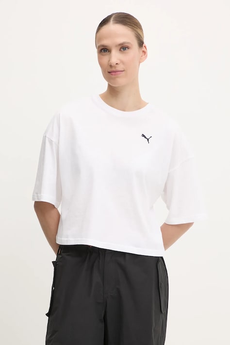 Puma tricou din bumbac culoarea alb, 629743