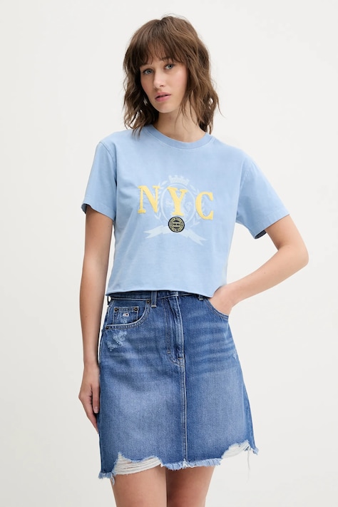 Хлопковая футболка Tommy Jeans женская  DW0DW20424