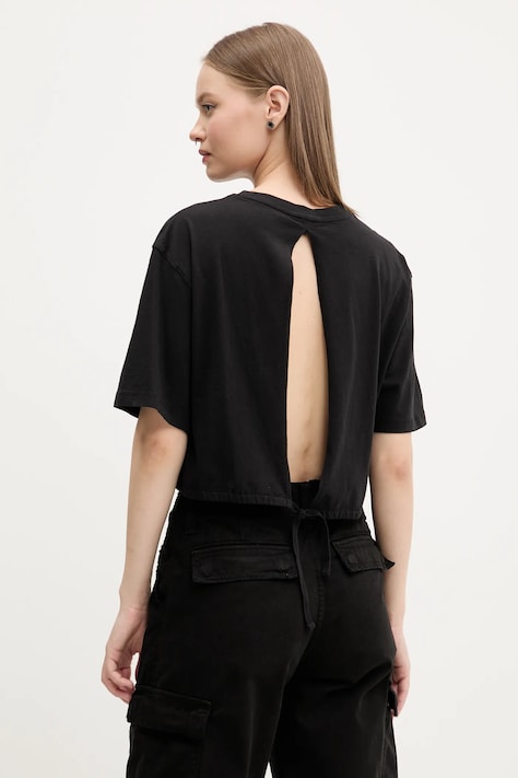 Tommy Jeans tricou din bumbac femei, culoarea negru, DW0DW20324