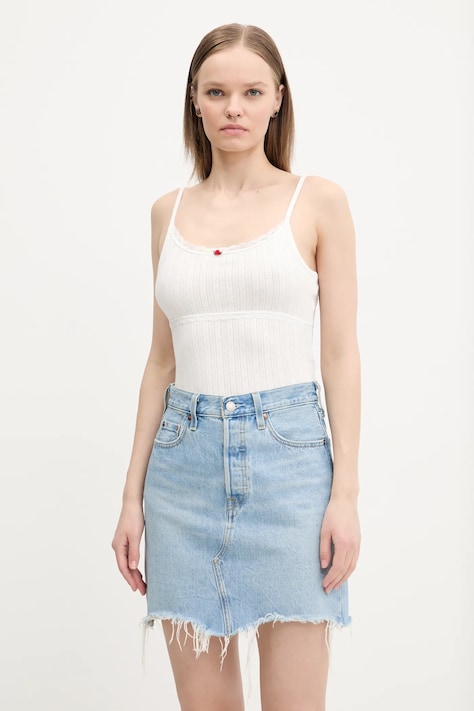 Bavlněný top Tommy Jeans bílá barva, DW0DW20620