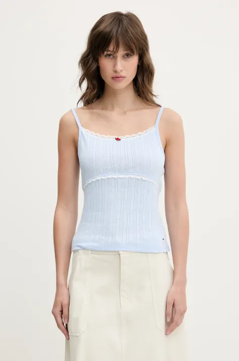 Tommy Jeans top in cotone colore blu DW0DW20620